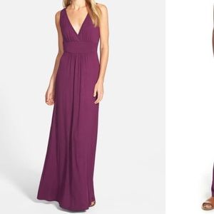 Loveappella V-Neck Jersey Maxi Dress